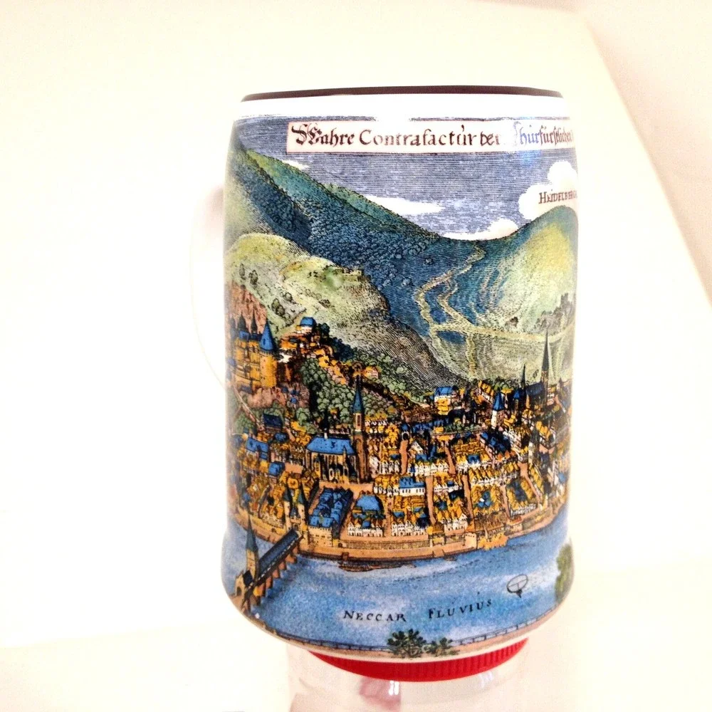 Vintage Reutter Porzellan Beer Stein Heidelberga Neccar fluvius Hassen W Germany